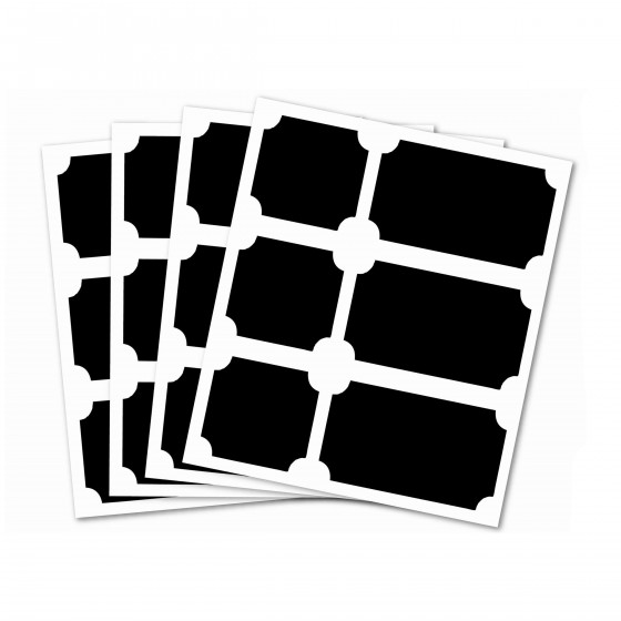 24 étiquettes ardoise adhésives carrées et rectangulaires