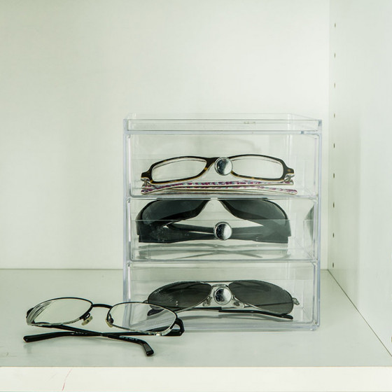 Boîte de rangement en acrylique pour lunettes