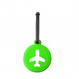Etiquette de bagage ronde en plastique vert pomme