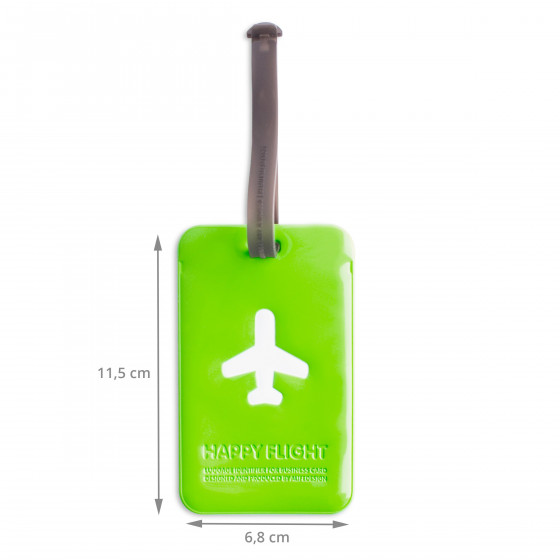Etiquette de bagage rectangulaire en plastique vert pomme