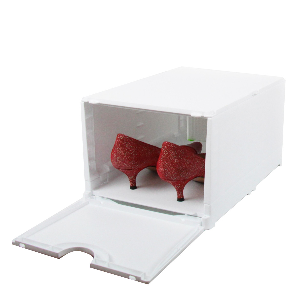 Boîte à chaussures pliable de rangement en plastique étui transparent  organisateur empilable 3 pièces - rouge