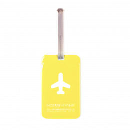 Etiquette de bagage rectangulaire en plastique jaune