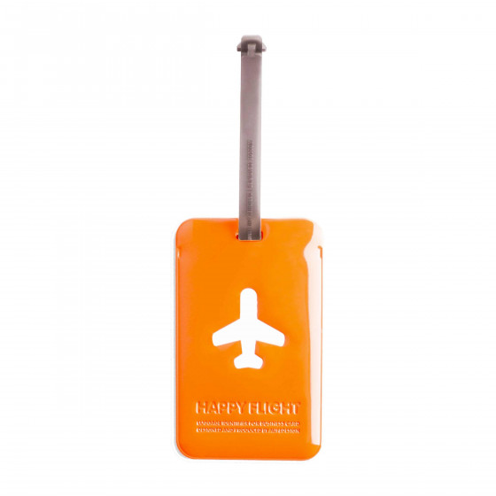 Etiquette de bagage rectangulaire en plastique orange