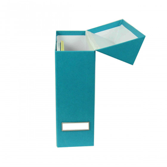 Boîte de classement en carton turquoise