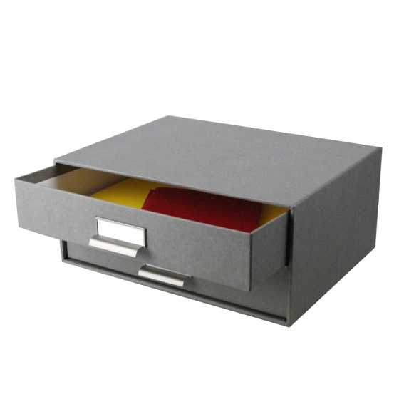 Boîte à 2 tiroirs en carton gris flanelle
