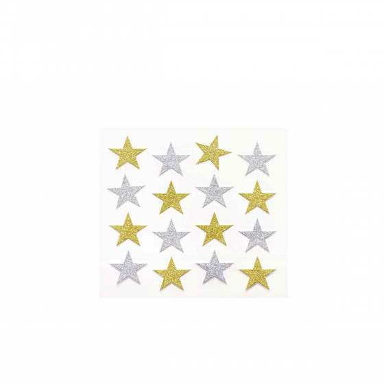 16 stickers étoiles pailletés